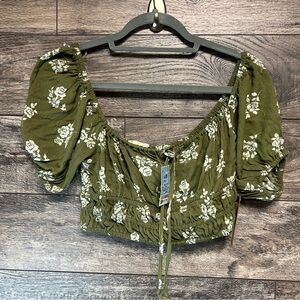 Just Found Two-Piece Set – Olive Green Floral – Size M (NWT)